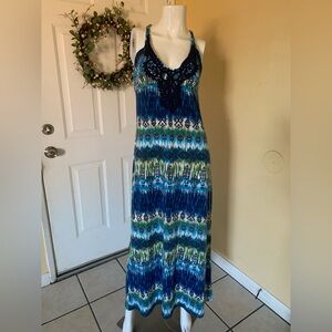 6 Degrees Blue & Green Maxi Dress